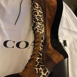 Coach Suede Animal Print Boots Size 8 Brand new